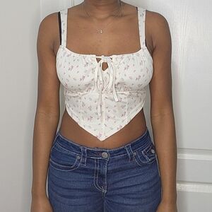 Floral Cream White Corset Top